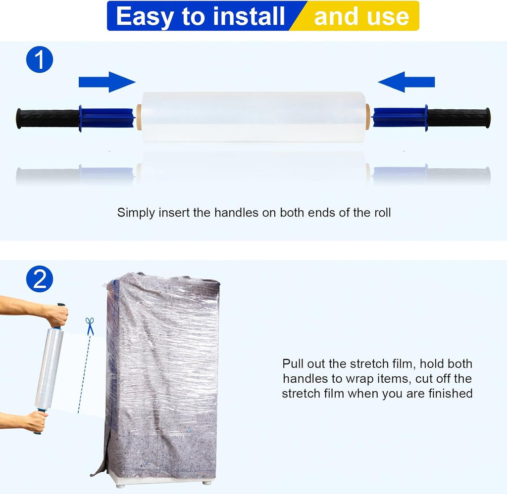 Stretch Film, RAZCC Stretch Wrap Industrial Strength, Shrink Wrap for Pallet Wrap, Heavy Duty Clear Plastic Wrap with