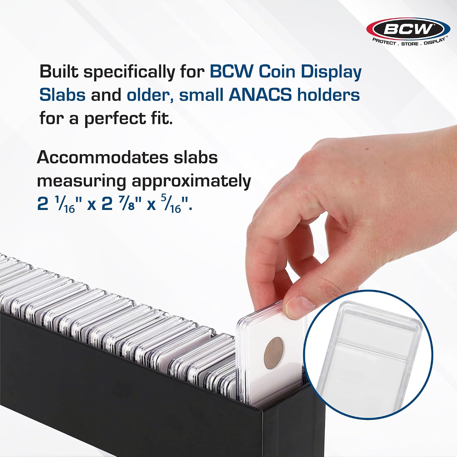 Slotted Coin Slab Storage Box | Black Cardstock Box Slabs & Small ANACS Holders | Coin Organizer & Protection Case