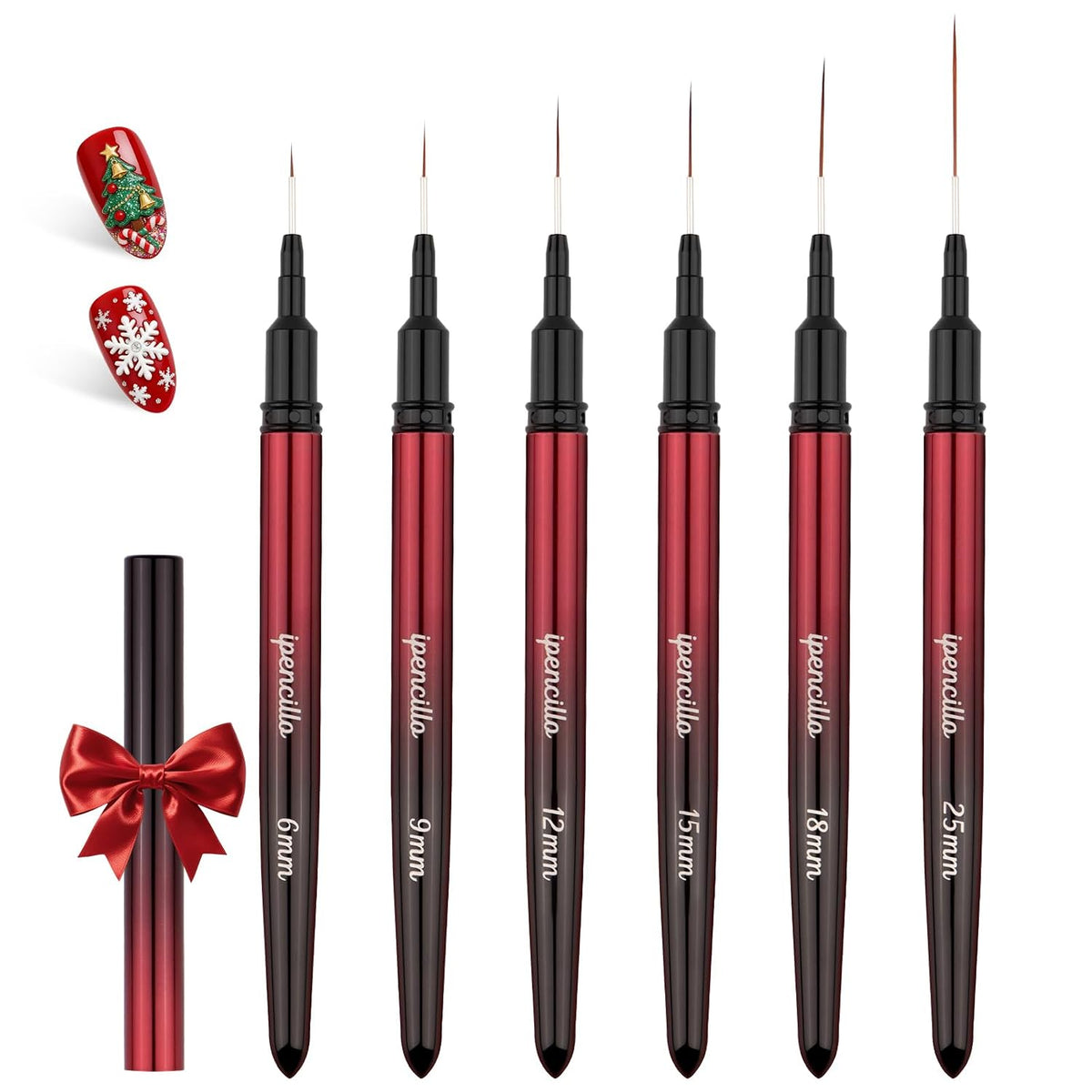 Nail Art Brushes, Nail Liner Brushes, 6Pcs Fine Nail Art Brushes
