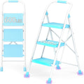 Step Ladder Foldable Folding Stool - for Home Adults Kitchen 3 Stepping Extension Tall Heavy Duty with Handrails