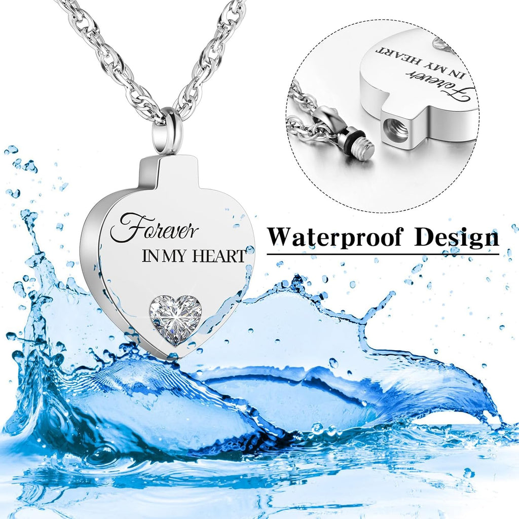 Crystal Cremation Urn Necklace for Ashes Keepsake Birthstone Cremation Jewelry Heart Ashes Necklace for Women