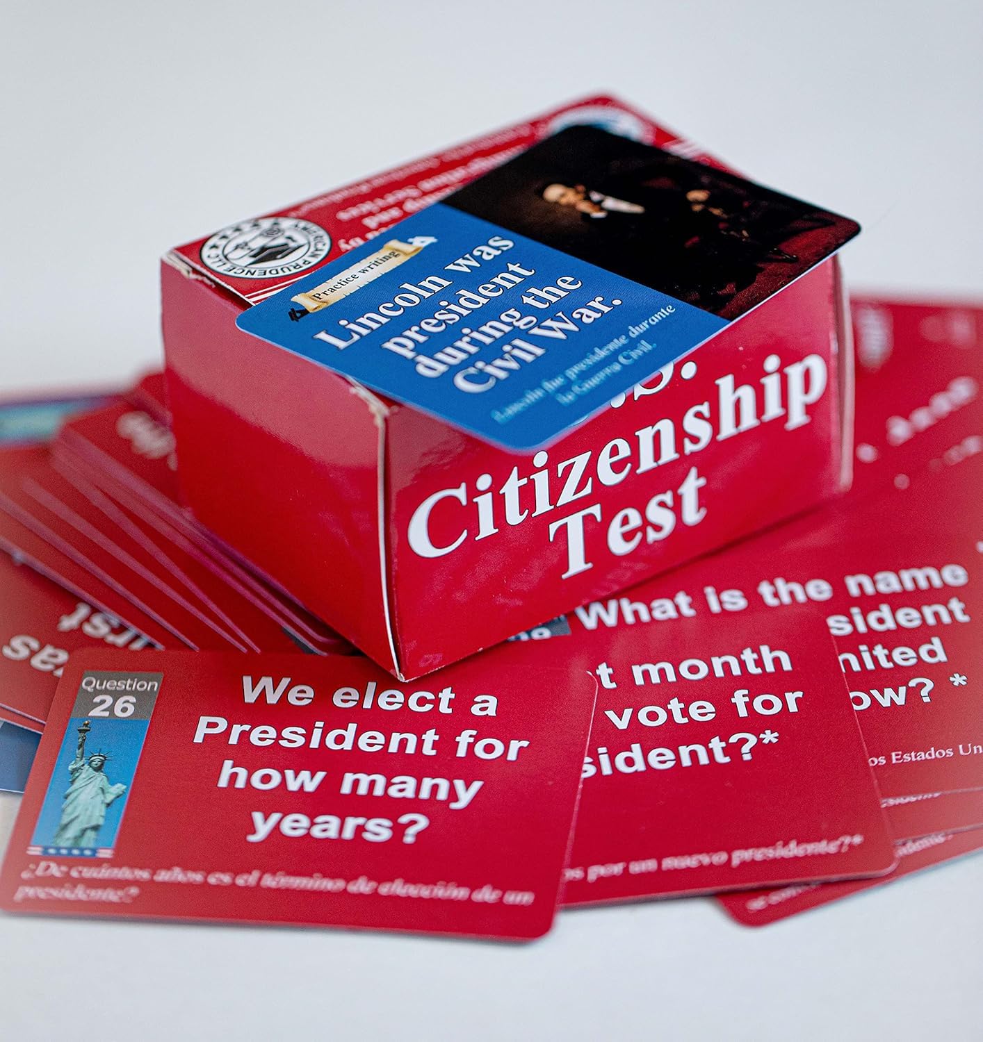 US Citizenship Flash Cards 2026 with 128 Civics Questions and English Literacy Cards for Naturalization Test