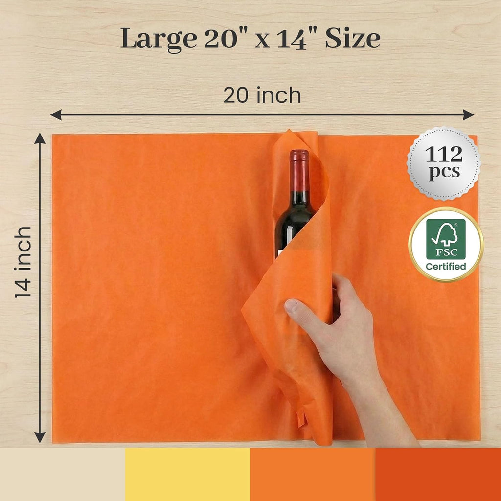 Yellow and Orange Tissue Paper 112 Sheets, 20 X 14 inch
