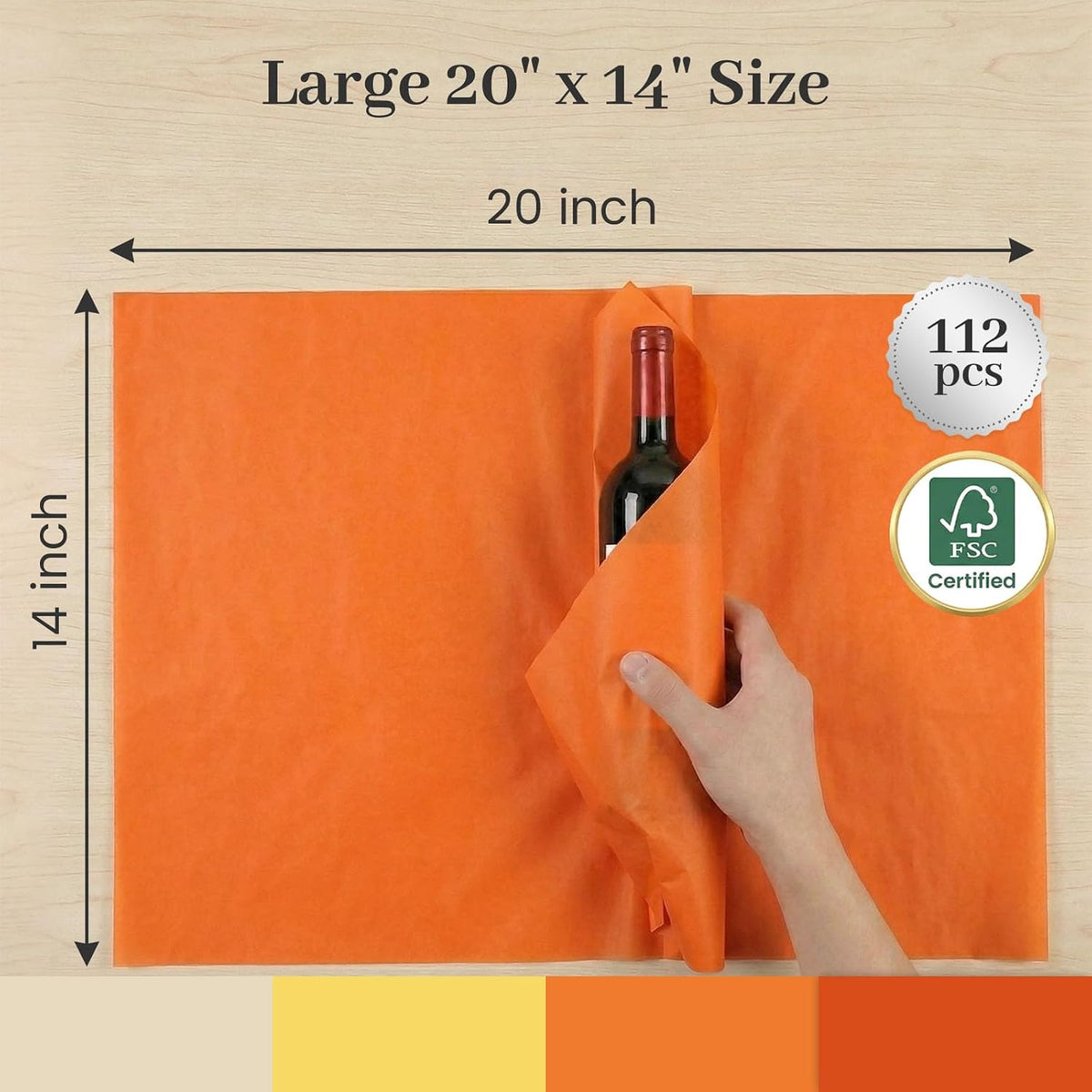 Yellow and Orange Tissue Paper 112 Sheets, 20 X 14 inch