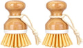 Bamboo Dish Scrubber 2 Pack Kitchen Brushes for Dishes Cleaning