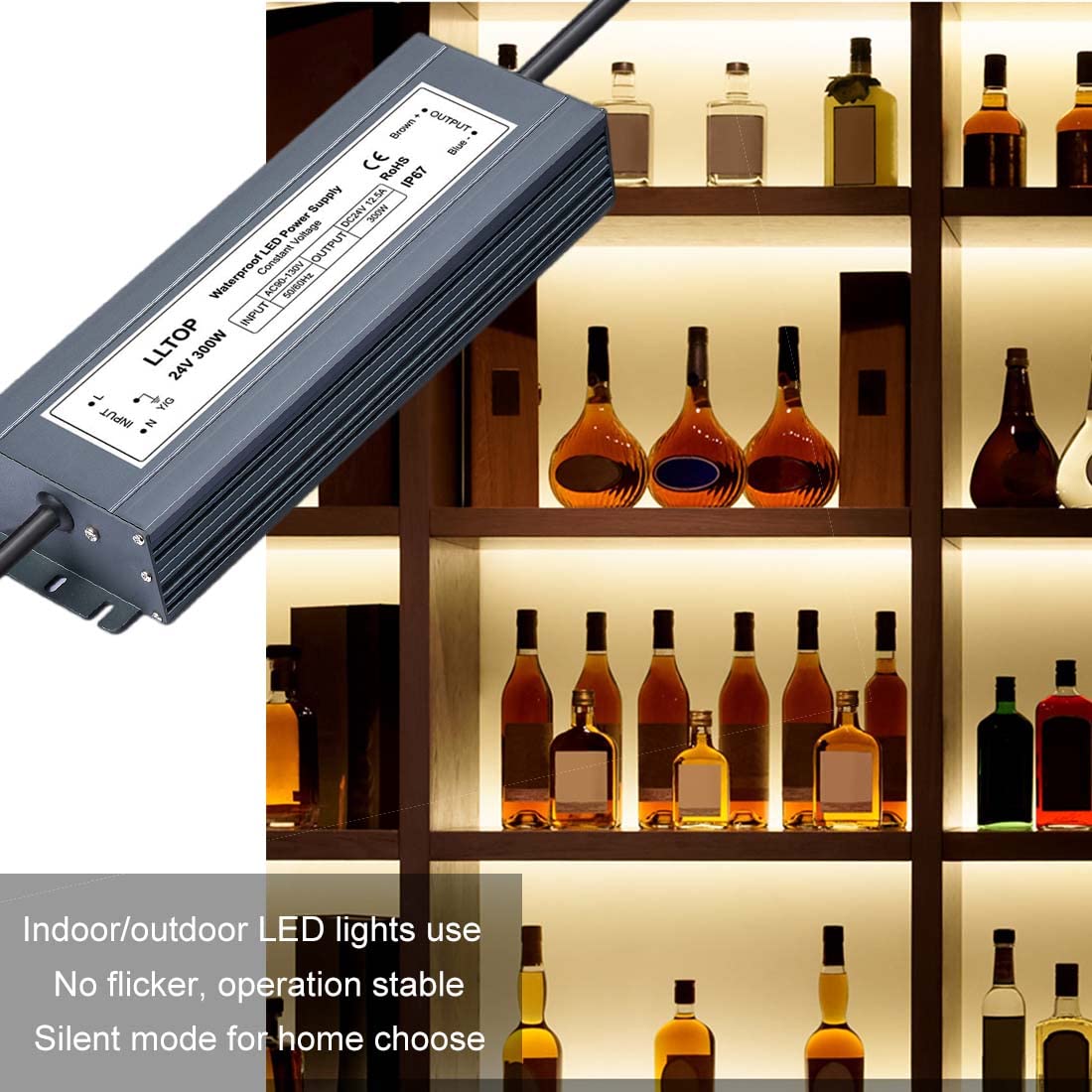 24V DC LED Driver Waterproof IP67 Power Supply 300W 12.5A