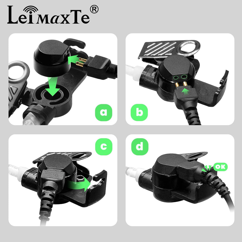 Two Way Radio Headset Compatible with Baofeng, Kenwood 2 Pin Walkie Talkie Surveillance Earpiece with Mic PTT