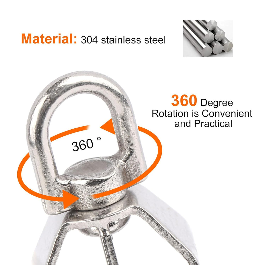 2PCS M32 Double Sheave Pulley Block 304 Stainless Steel Lifting Crane Swivel Hook