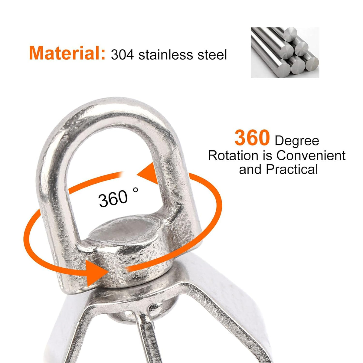 2PCS M32 Double Sheave Pulley Block 304 Stainless Steel Lifting Crane Swivel Hook