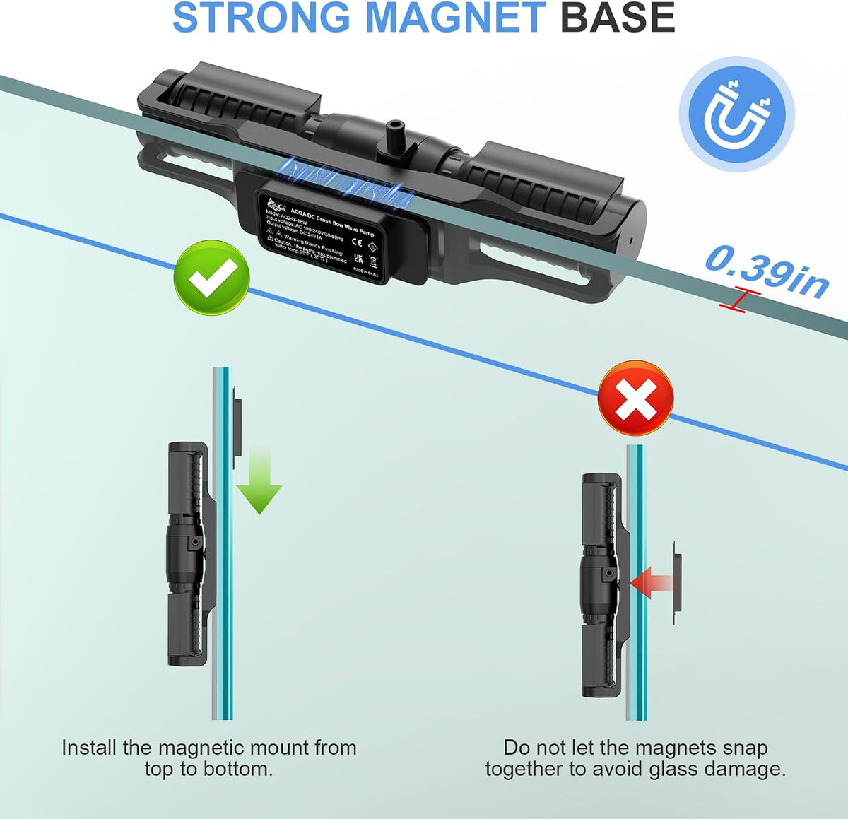 Wave Maker for Aquarium Magnetic Cross Flow Fish Tank Circulation Pump