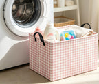 Rectangle Storage Bin,Gift Basket,Room Decor(Little Pink Grid)