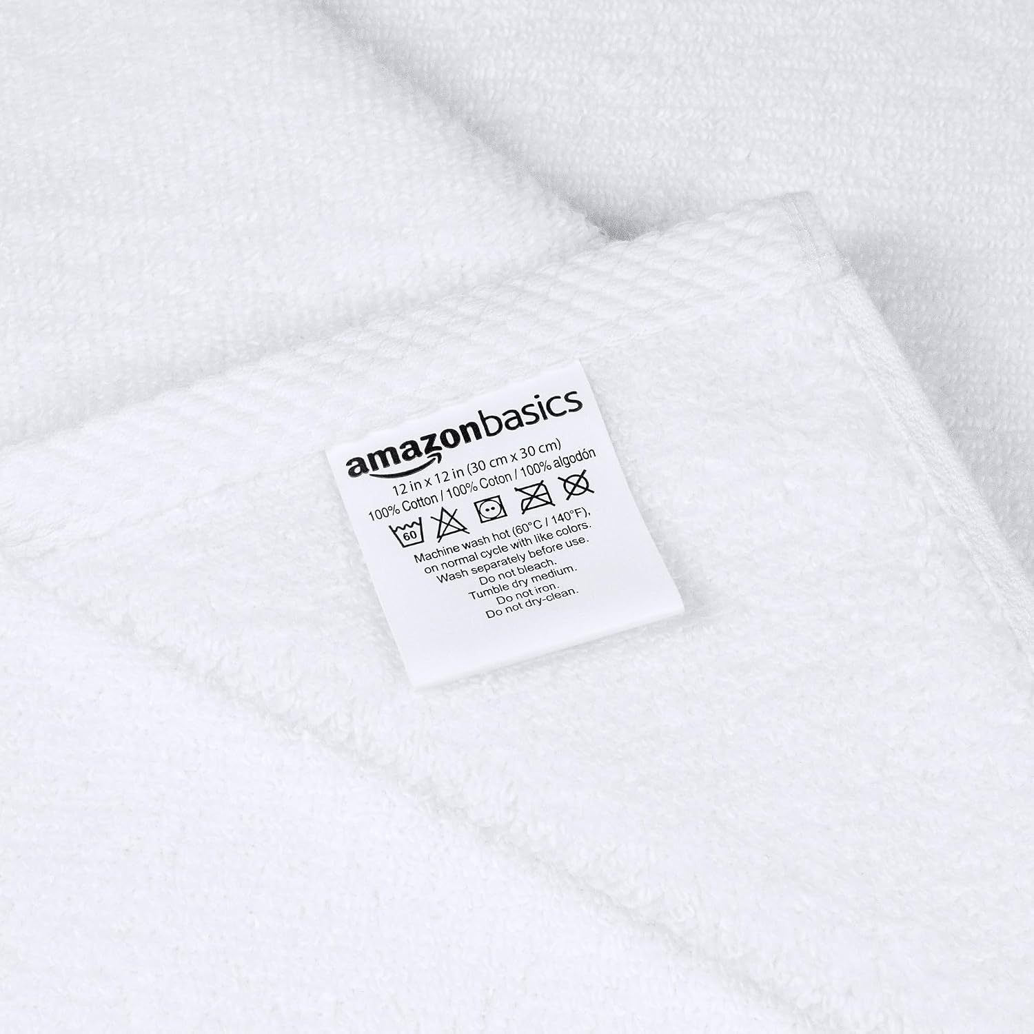 Cotton Washcloths, Lightweight Quick-Dry, Absorbent Face and Body Towel Set, 12" x 12", White, 12-Pack