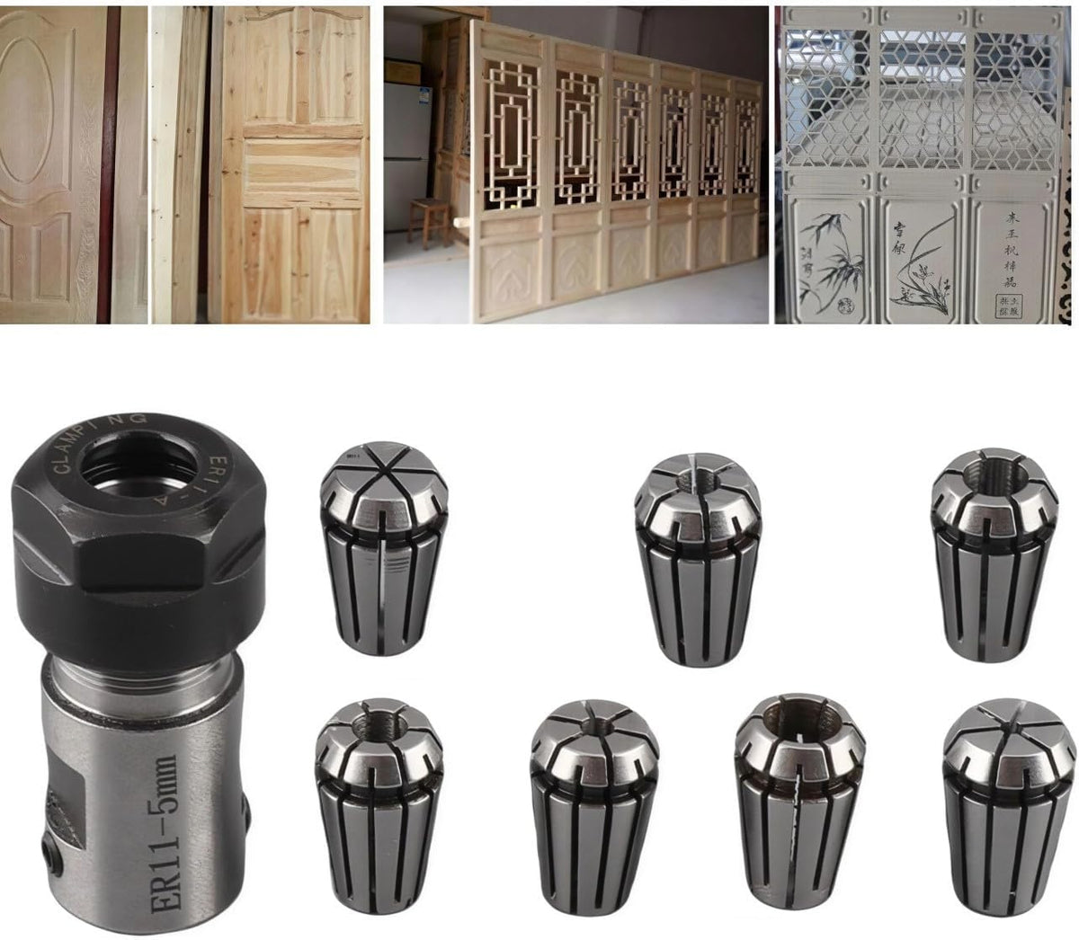 7Pcs 1-7mm ER11 Spring Collet Set and 5mm Extend Rod