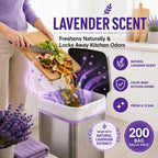 13 Gallon Tall Kitchen Trash Bags, 200 Count Lavender Scented