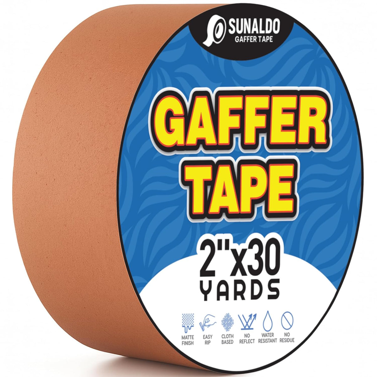 Gaffers Tape (2"x30 yards) Heavy Duty, Easy Rip, No Residue | Brown
