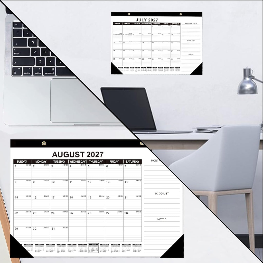 Desk Calendar 2026-2027 (Jun. 2026 - Dec. 2027), 19 Months Calendar 17" × 11.5" Desktop Planner with Julian Date
