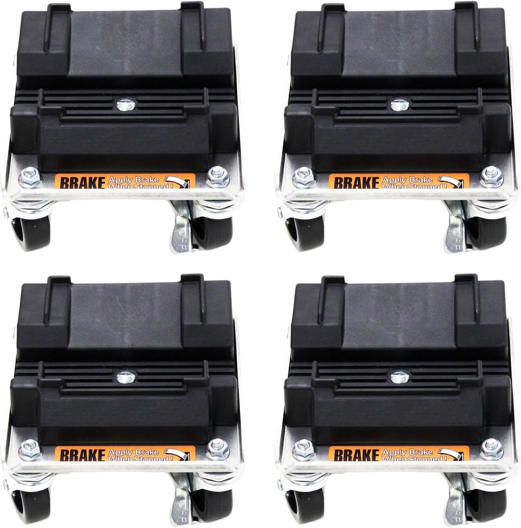 Plow Pusher Storage Dolly Set for ATV/UTV Snow Plow Blade – Heavy-Duty 6061-T6 Aluminum, 1,050 lb Capacity (4 Pack)