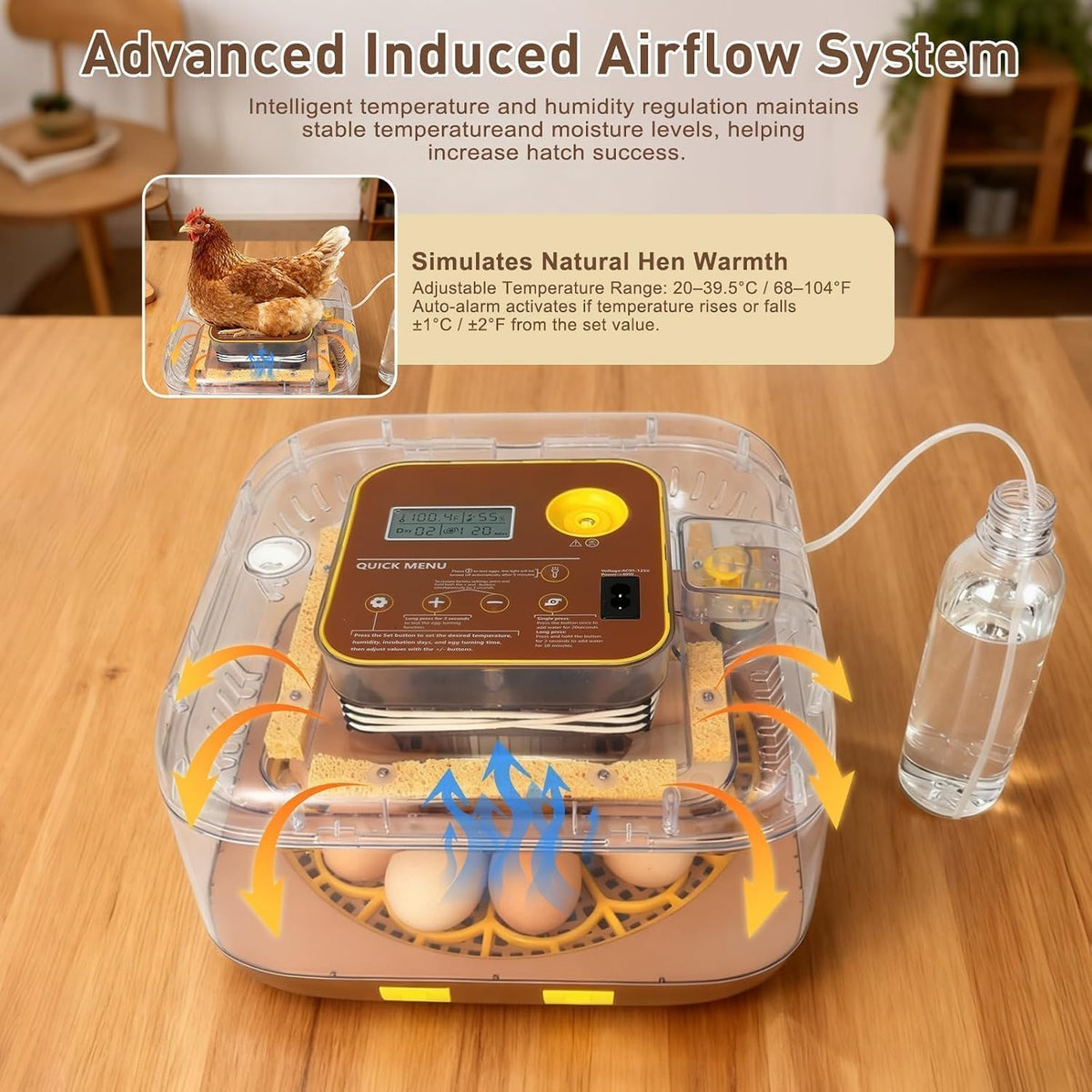 Series IV - 12-Egg Fully Automatic Incubator, Low Maintenance, Sensor-Based Precise Humidity & Temp Control