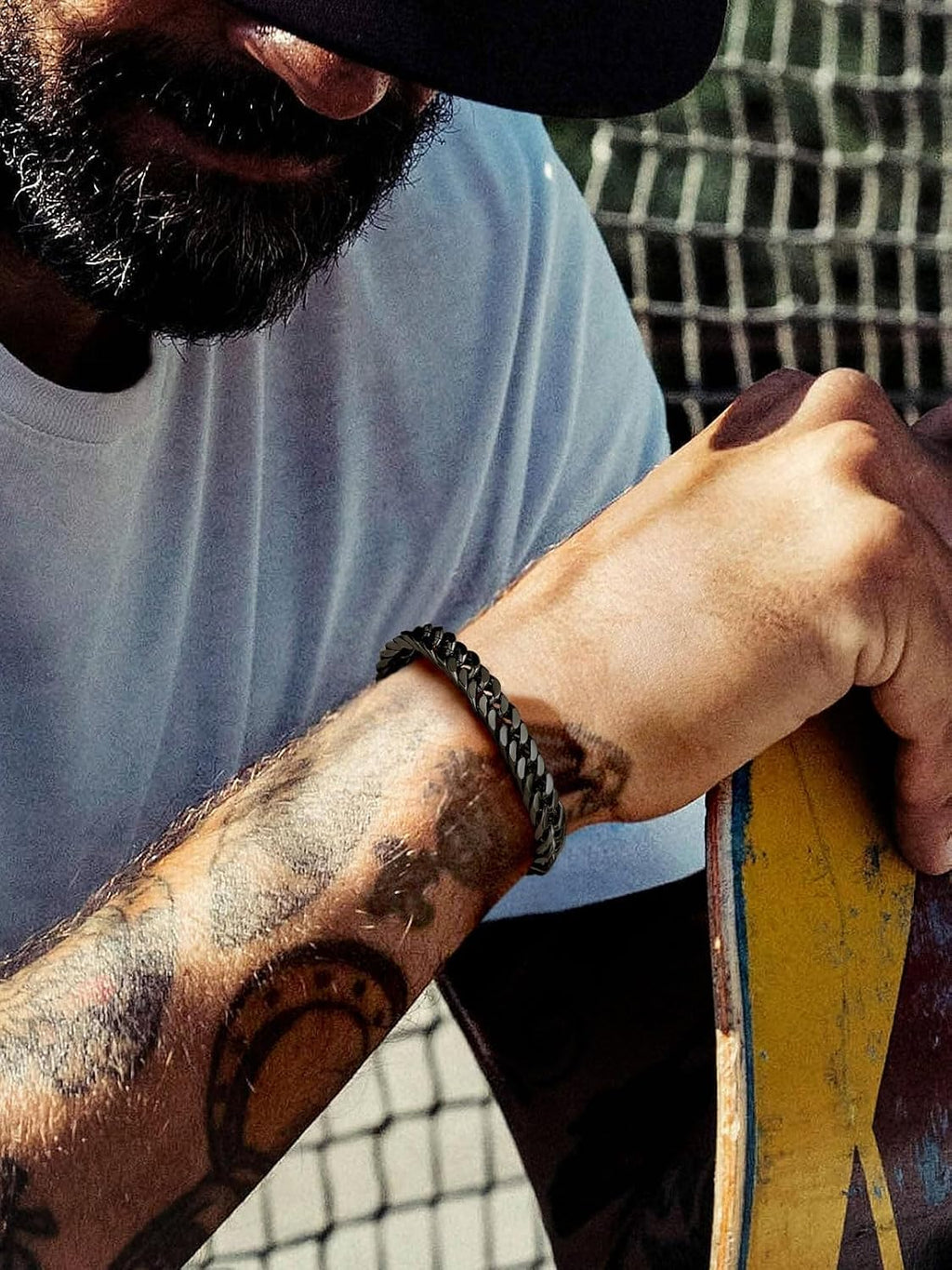 Mens Stainless Steel Cuban Link Bracelet, Tarnish Resistant | 6/8/12/17mm Silver/Black/Gold Sturdy Hip Hop Wrist