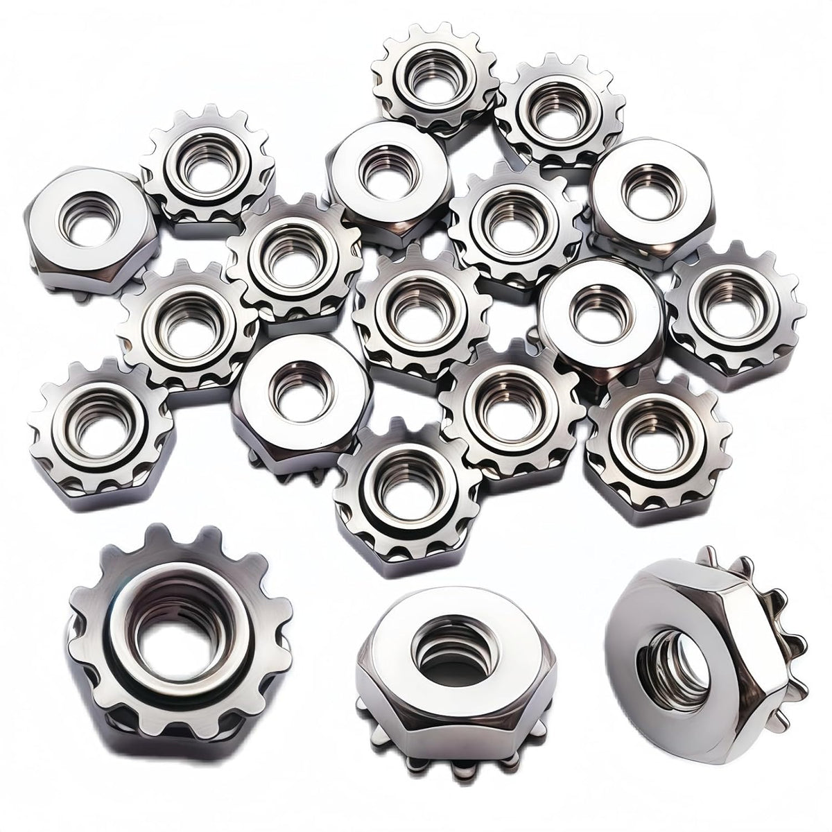 6#-32 Star Nut, Keps Nut & K-Lock Nut, 50Pcs, Silver