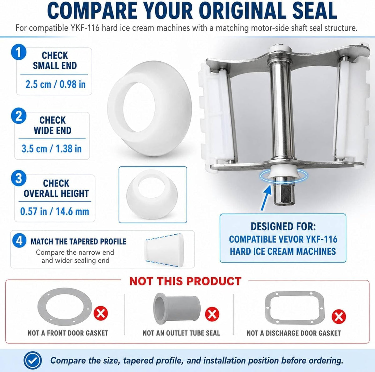 YKF-116 Shaft Seal for VEVOR Hard Ice Cream Machines, 2-Pack
