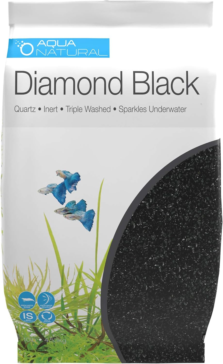 Aquarium Substrate, Diamond Black Gravel, 10lb | 1-2mm