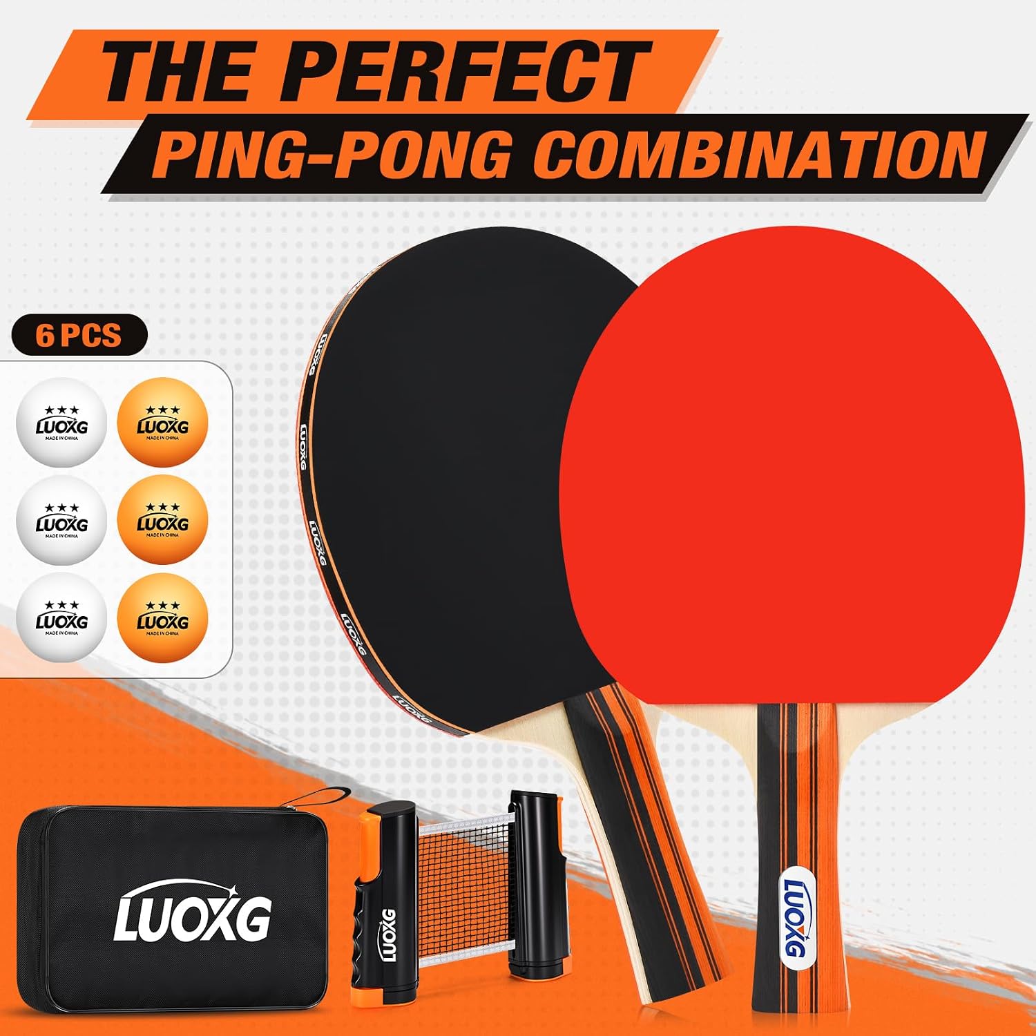 Portable Ping Pong Paddles Set of 2 with Table Tennis Net and Balls | 2‑Player Ping Pong Paddles Set with 3‑Star