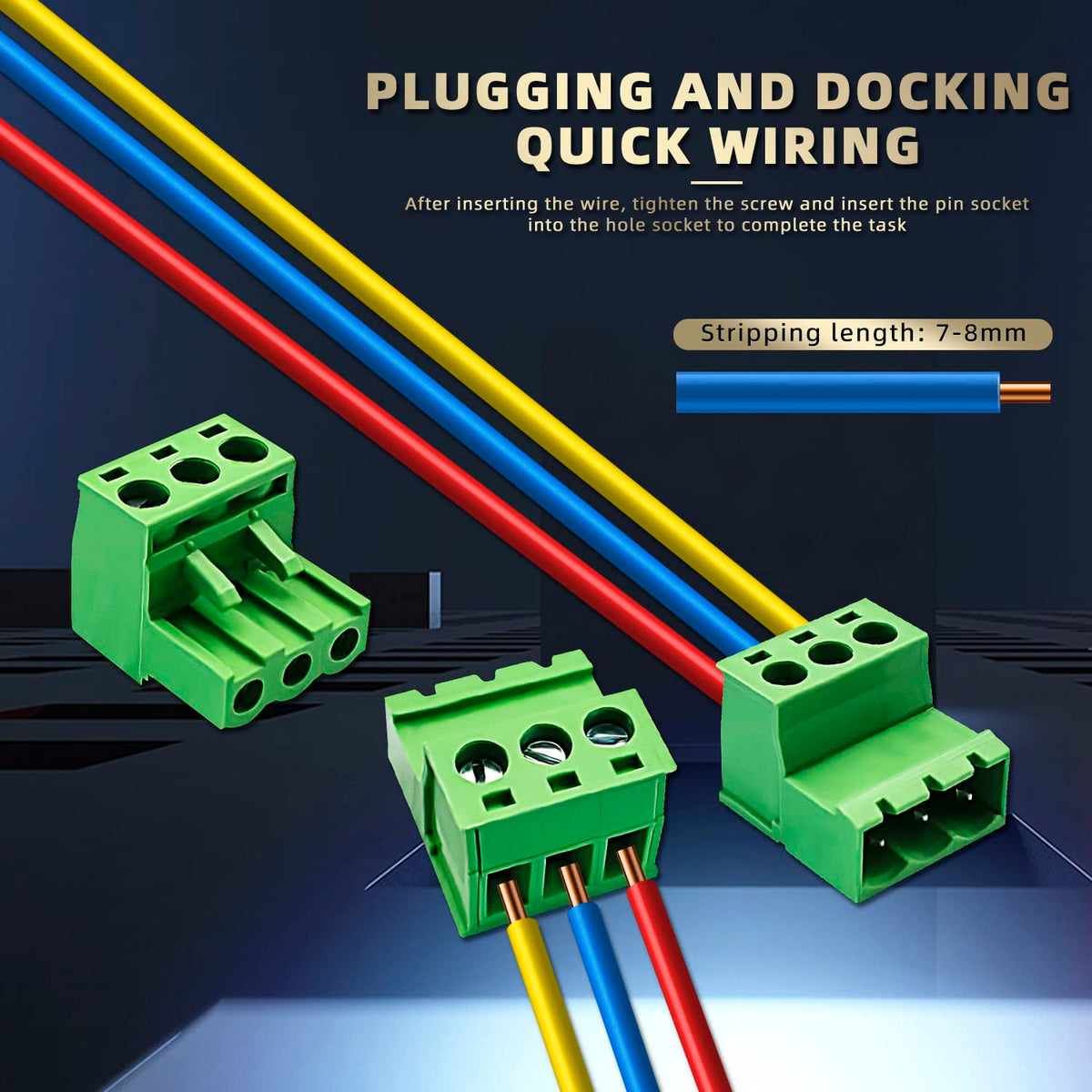 DaFuRui 20 Pairs 3 Pin 5.08mm PCB Mount Phoenix Type Connector with Plug