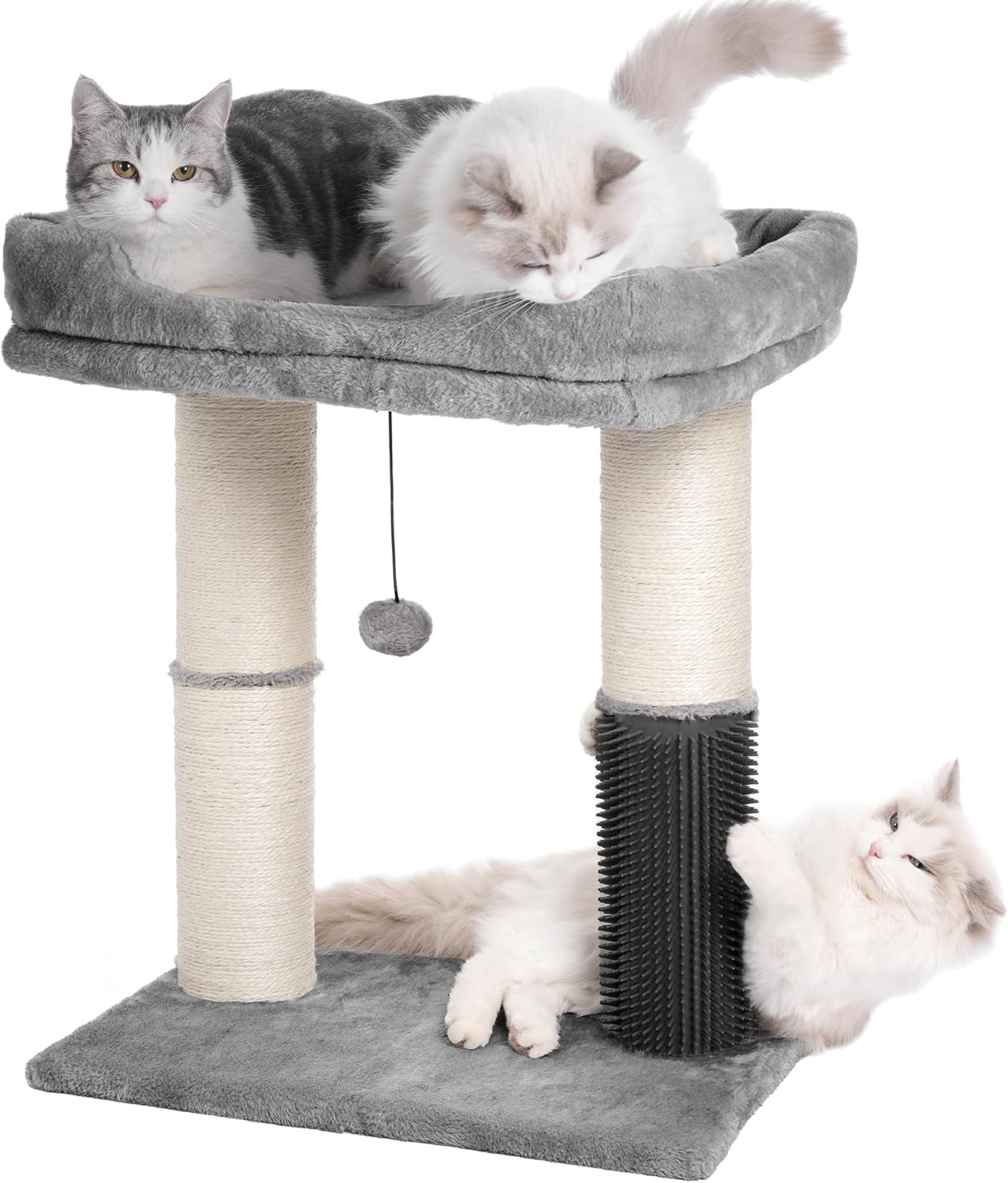 Cat Tree Tower for Large Cats Cat Scratching Post with 20x15.7”Wide Top Bed, Self Groomer, Thick Scratch Post
