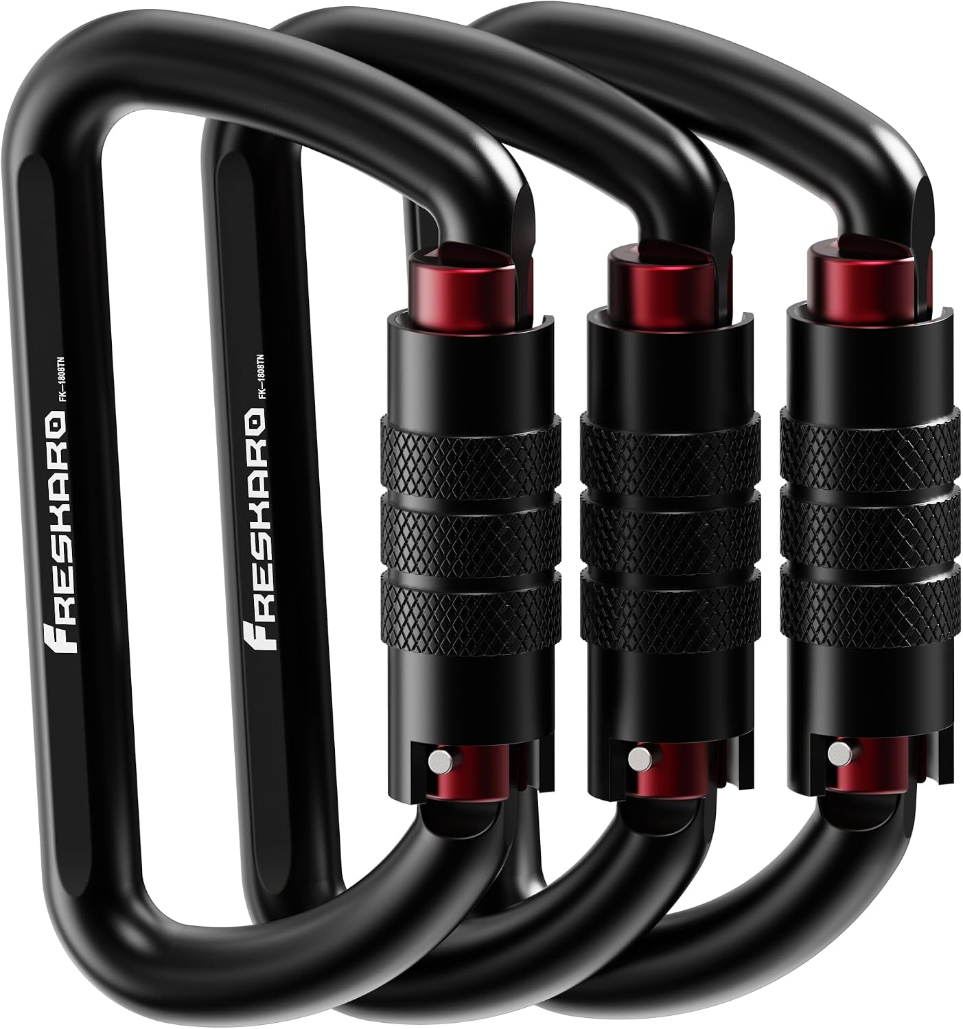 3inch 12kN-2698lbs Auto Locking Carabiner Clips, Solid D Shape, Heavy Duty 7075 Aluminum, Lightweight 1.09oz, Rust