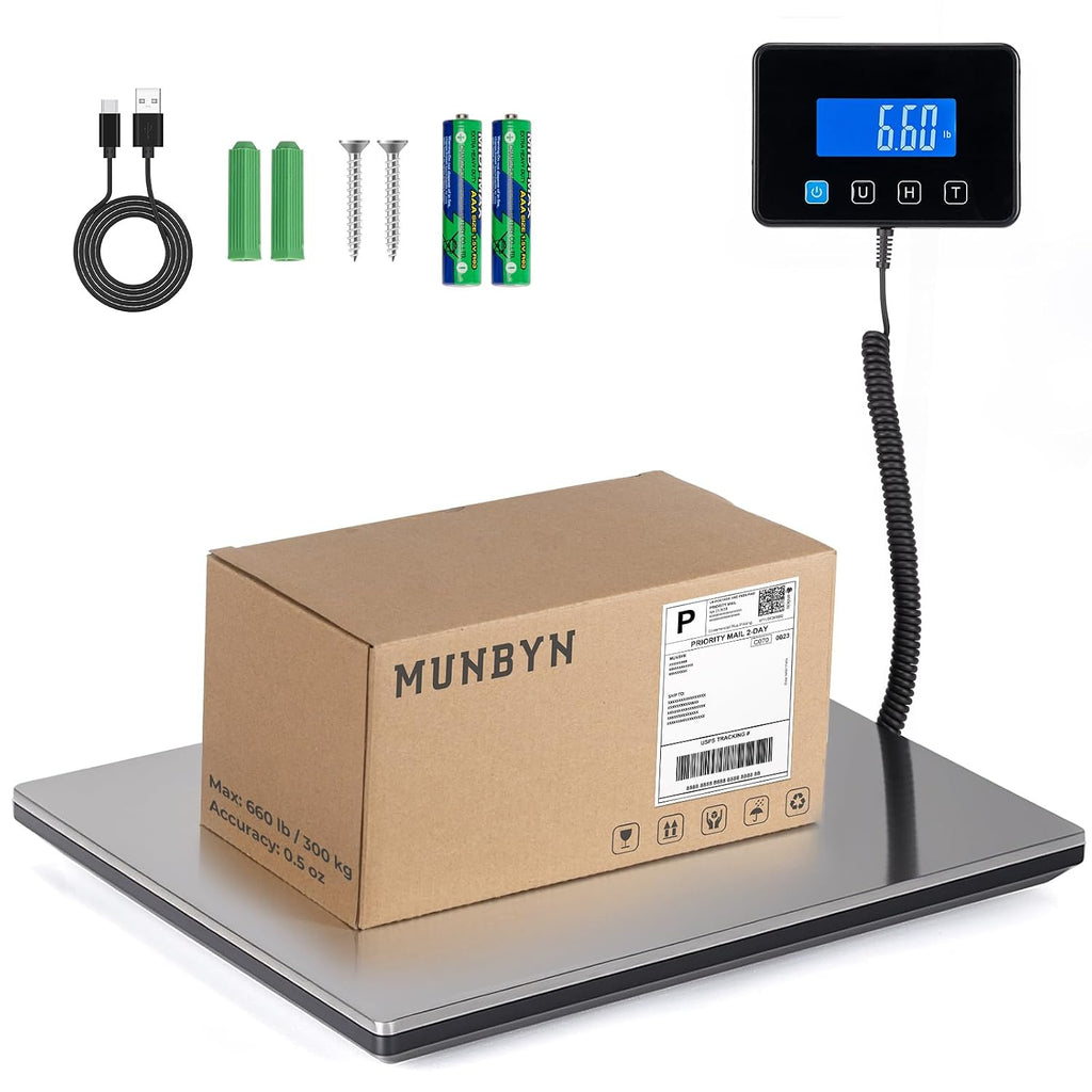 440lb/1.8oz Shipping Scale, Digital Postal Scale for Packages | Hold & Tare Function, Backlit LCD, Battery & USB