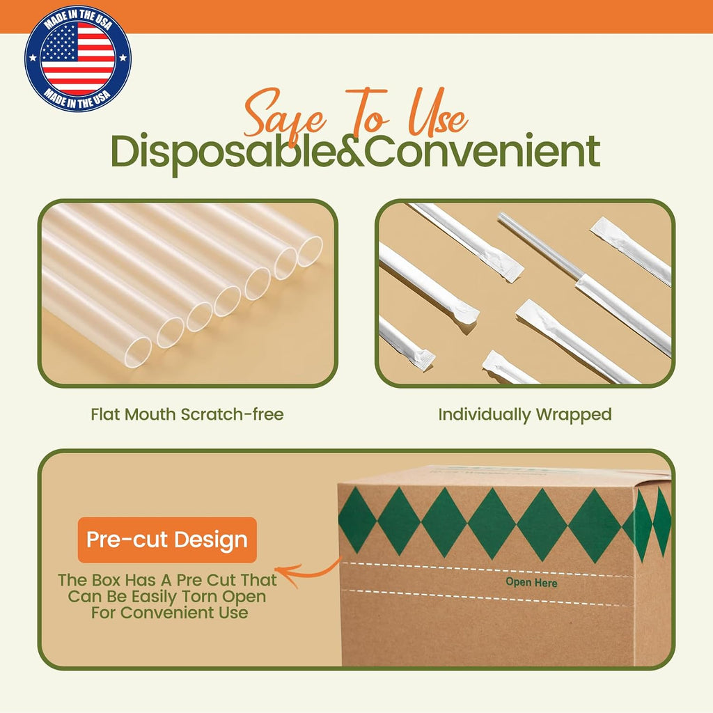 Plastic Straws 500 Pcs Individually Wrapped Clear Disposable Drinking Straw