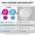 Baby Swim Diaper Sets 2-Pack, Long Sleeve Rash Guard UPF 50+