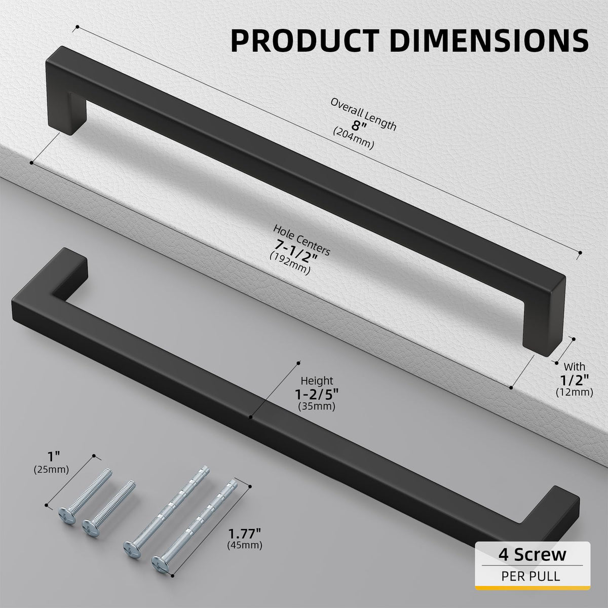10 Pack 7-1/2 Inch Black Cabinet Handles Kitchen Drawer Pulls