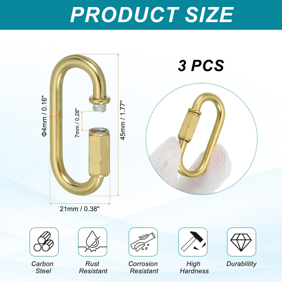 MECCANIXITY Chain Connectors 4mm Thick Copper 3Pack