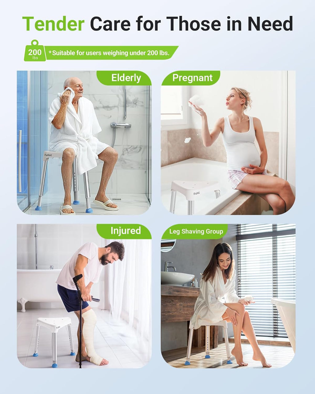 Space-Saving Triangular Shower Chair for Inside Shower, FSA/HSA Eligible 400 lbs Adjustable Shower Stool for Elderly
