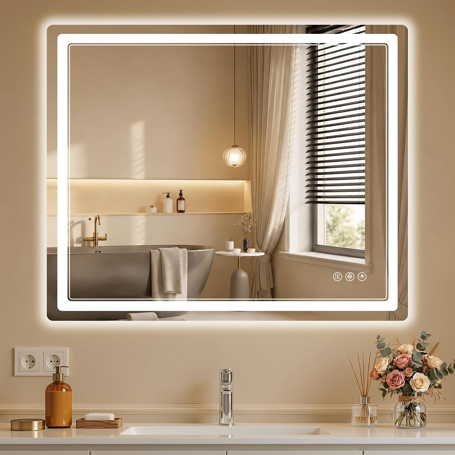 30"x36" LED Bathroom Mirror with Lights, Backlit + Front Lit, Anti-Fog, Lighted Bathroom Mirror for Wall, HD
