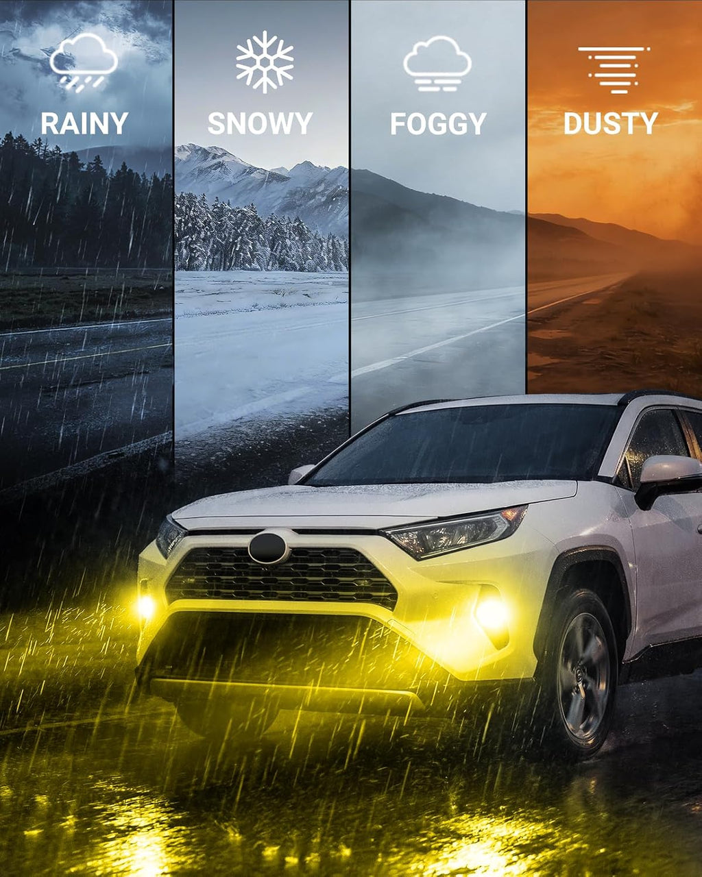 H11/H16/H8 Yellow LED Fog Light Bulb, 18000LM Ultra Bright Yellow Fog Lights, IP68 Waterproof Injection Sealed,Long