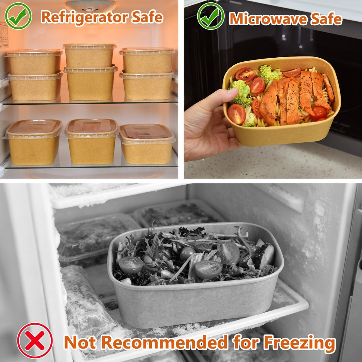 50 Pack Disposable Meal Prep Containers with Lids 34oz 25oz