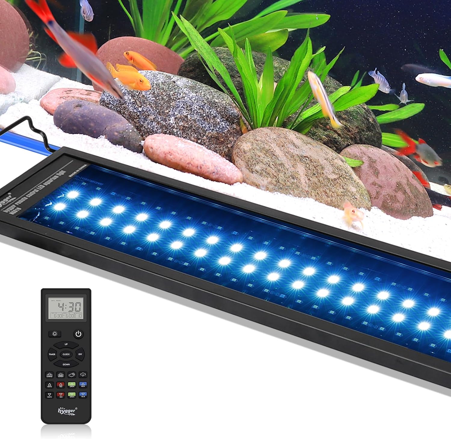 Advanced Remote Control Aquarium Light Customizable Full Spectrum Fish Tank LED with DIY, Default & Weather Mode