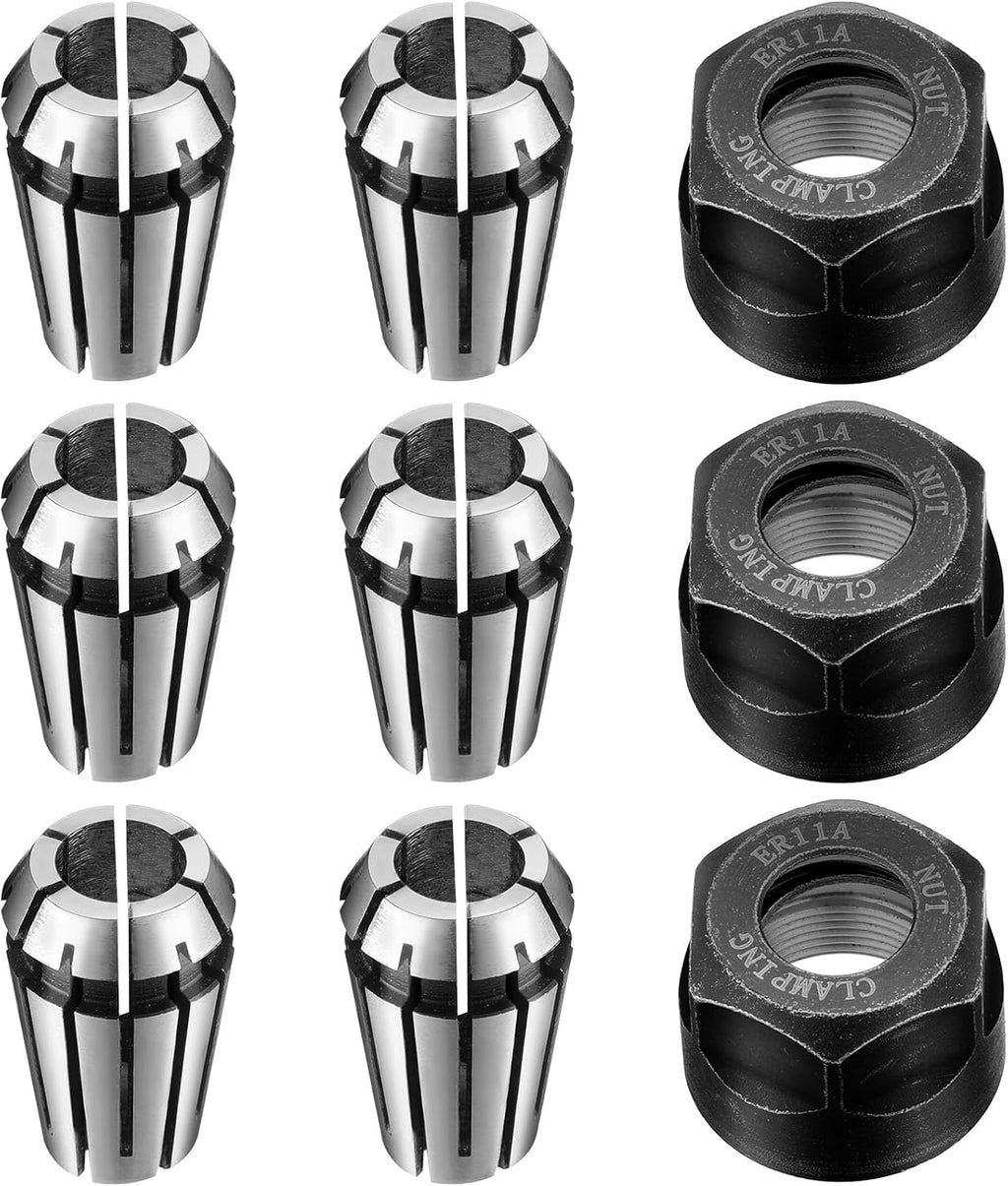 Shimeyao 9 Pcs ER11 Spring Collet Set 1/4'' with Clamping Nut for Cnc