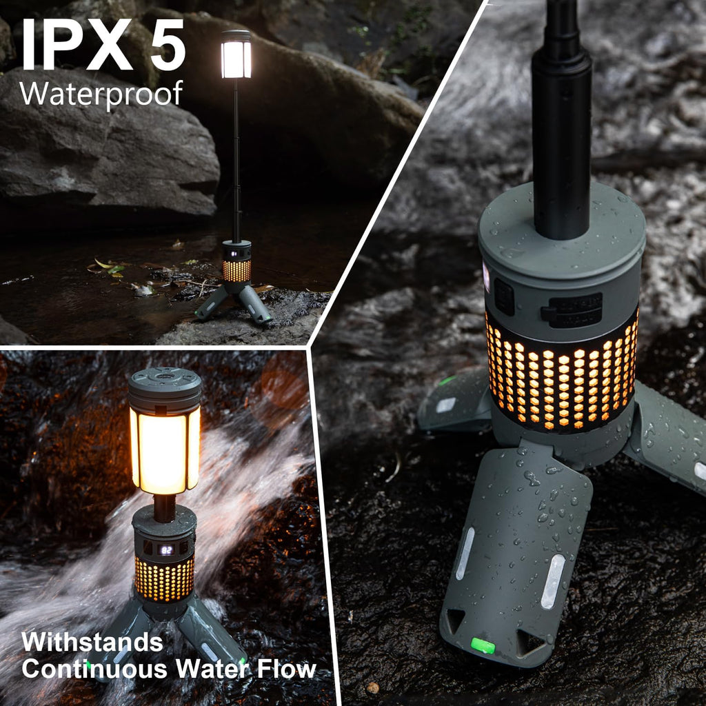 Telescopic Camping Lights with Stand, 40H Playtime, Magnetic Base | 12000mAh Portable Flashlight, RGB Ambient