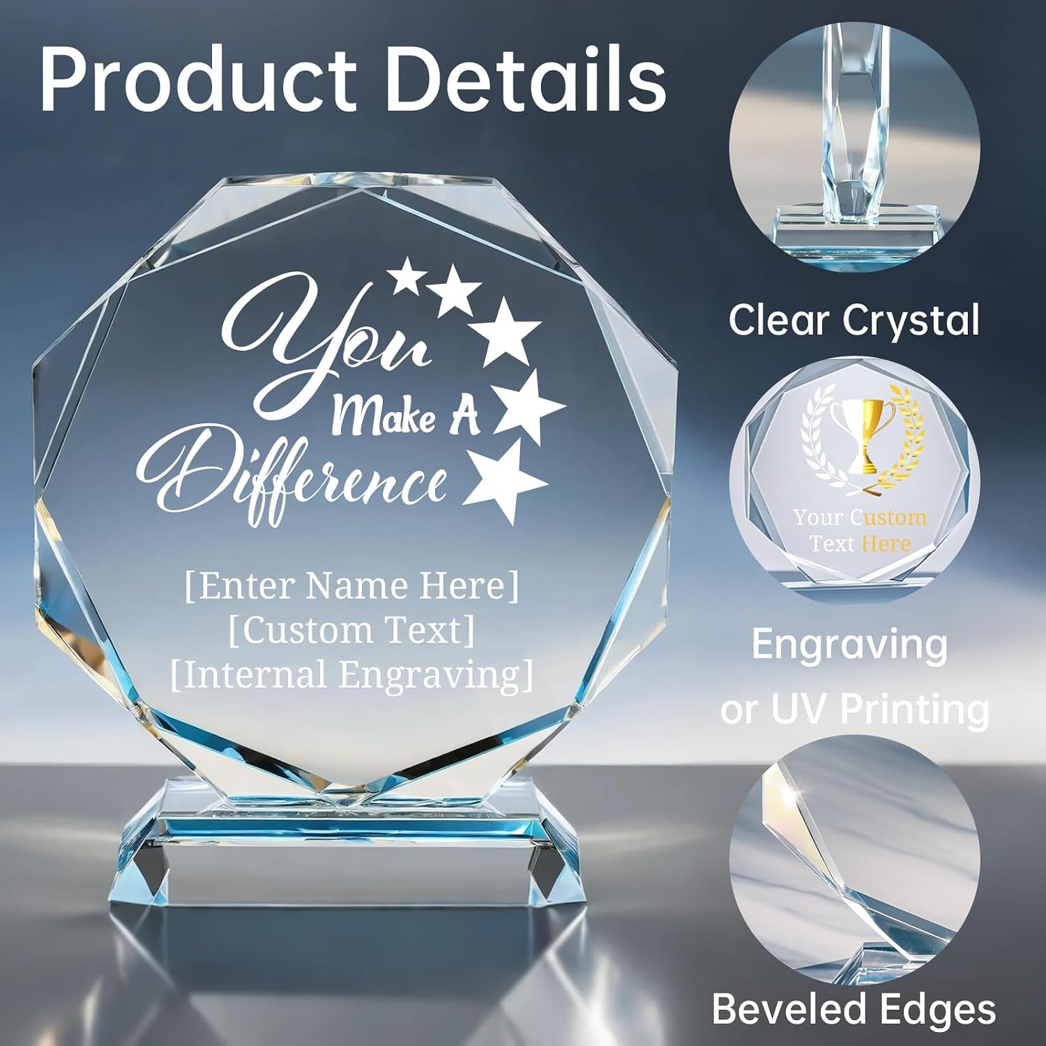 Custom Crystal Awards and Trophies – Personalized Engraved Glass Plaques for Employee Recognition, Appreciation