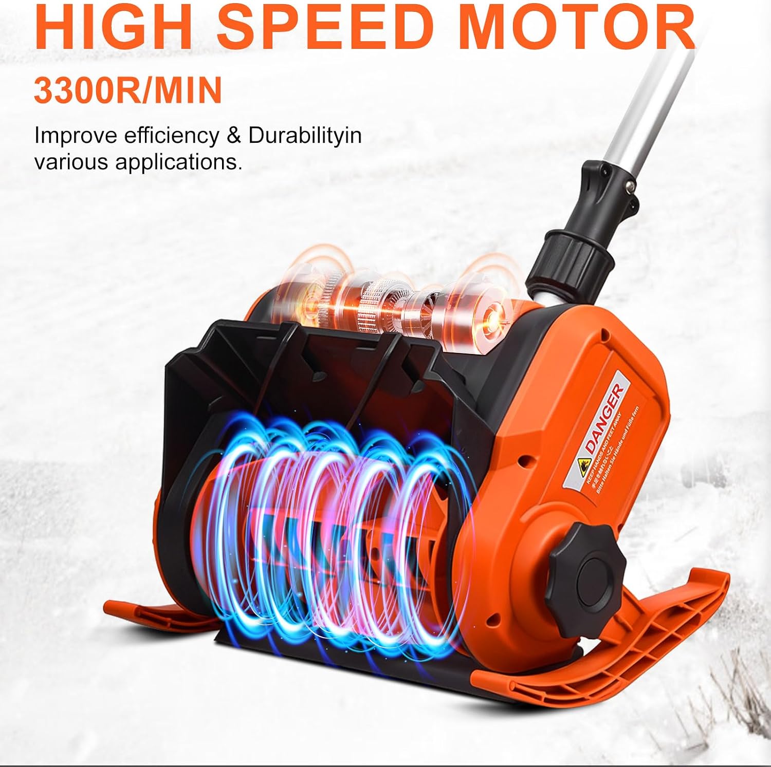 Cordless Snow Shovel, Electric Snow Shovel 12" Width 6.7" Depth Cleaning and 20ft Throwing Distance, 4 Ah 21V Battery