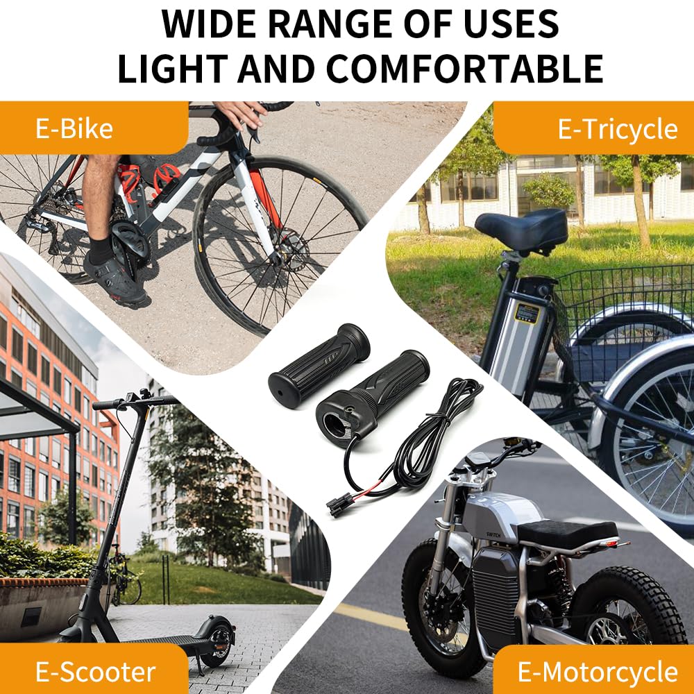 Electric Motorcycle Accelerator Right Hand Full Twist Throttle Ebike Throttle Compatible 12V-72V Suitable for 500W