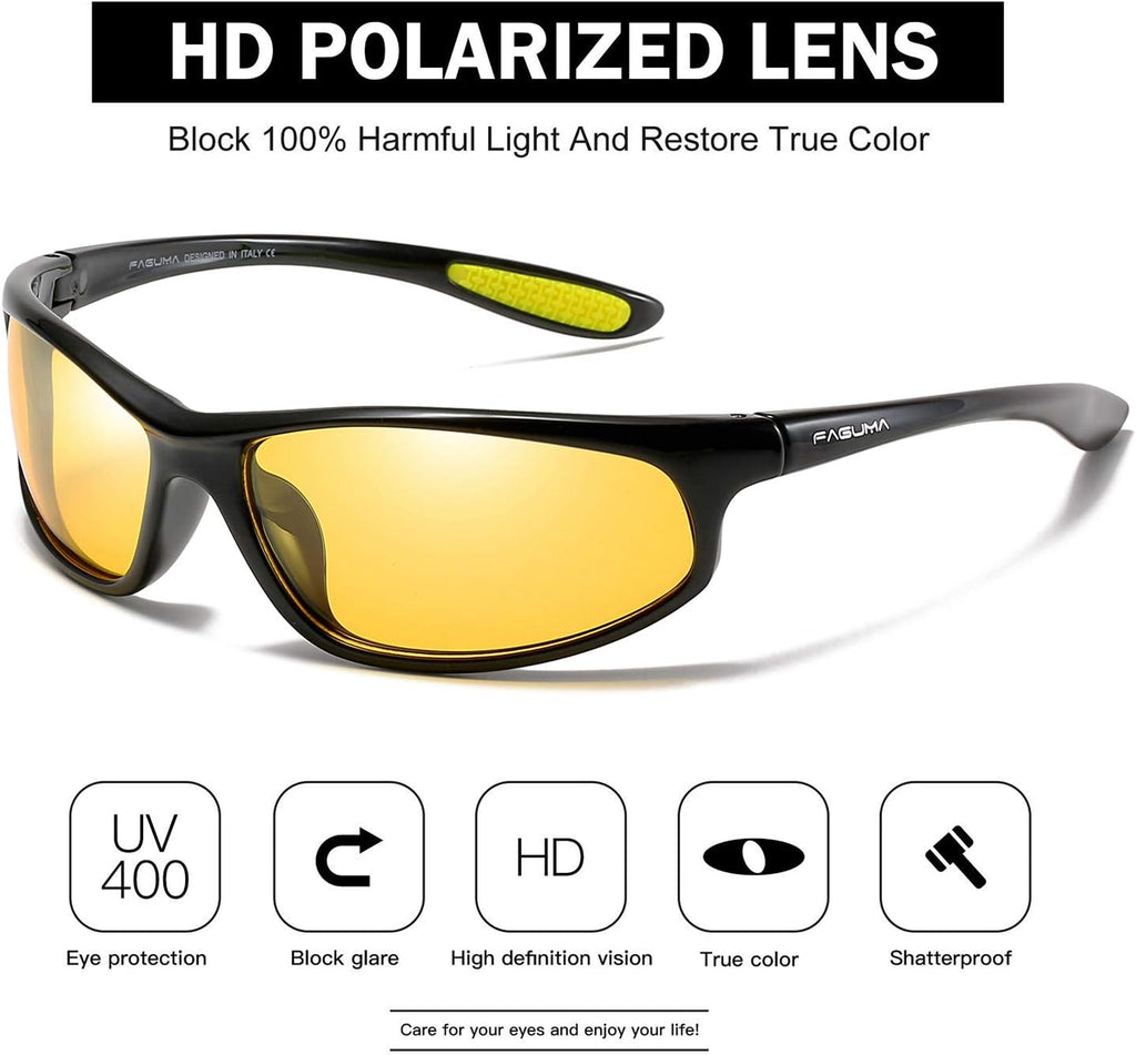 Polarized Sports Sunglasses For Men UV400 Protection | Cycling Driving Fishing