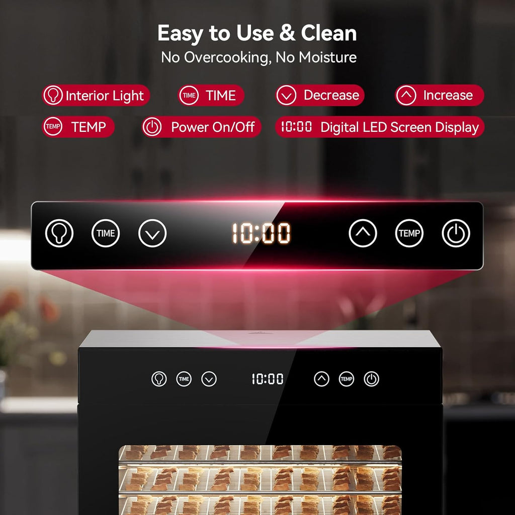 Food Dehydrator Machine, Powerful Food Dryer with 8 Stainless Steel Trays, Adjustable Temperature up to 167°F &