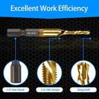 DKIBBITH 6-pc Metric M4 Combination Drill Tap Bit Set, M4*0.7 Thread Size, Titanium Coated High-Speed Steel, Ideal for Drilling and Threading in Soft Metal Wood and Plastic,1/4" Hex Shank
