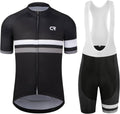 CR Men's Cycling Jersey Set Road Bike Jersey Zipper Pocket Short Sleeves Cycling Kits Bib Shorts 3D Padded
