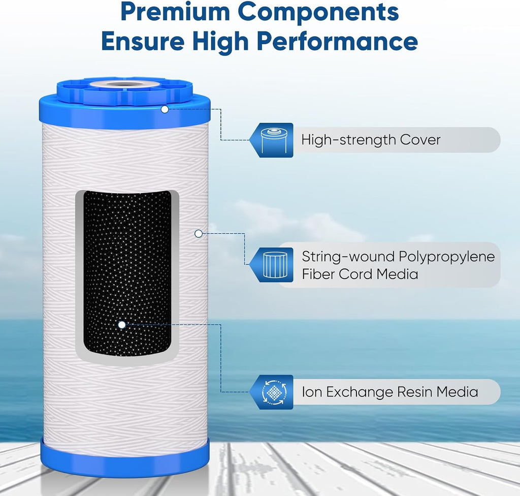 10"x4.5" Whole House Water Filter Kit, String Wound & Carbon
